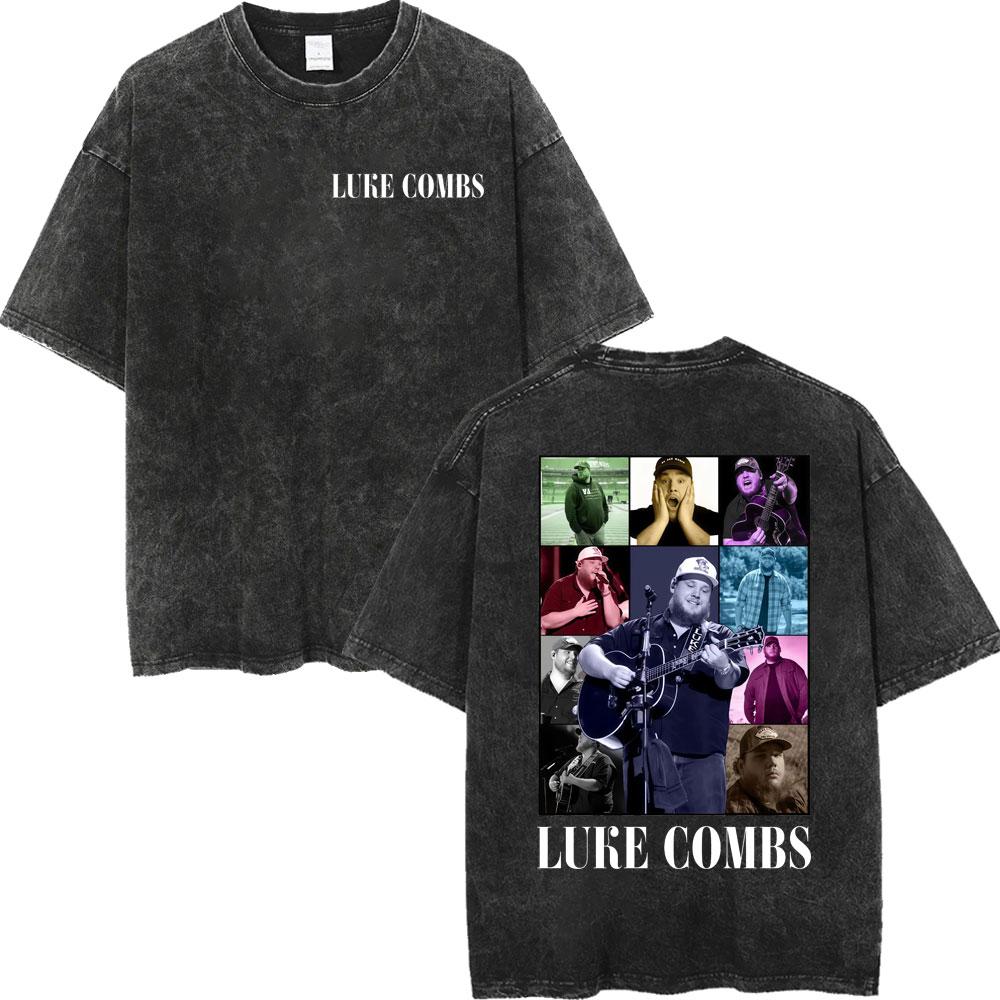 Vintage Washed Luke Combs Tour  Print Tshirt Men Women Summer Casual Fashion Tshirts High Quality Cotton Oversized T Shirt