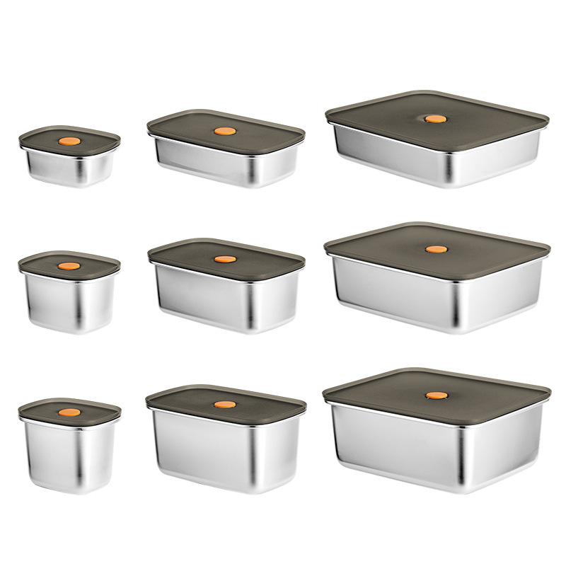 Portable Food Fruit Bento Box 304 Stainless Steel Lunch Box With Lid Snacks Containers Box Leak-Proof Storage Fresh-keeping Box