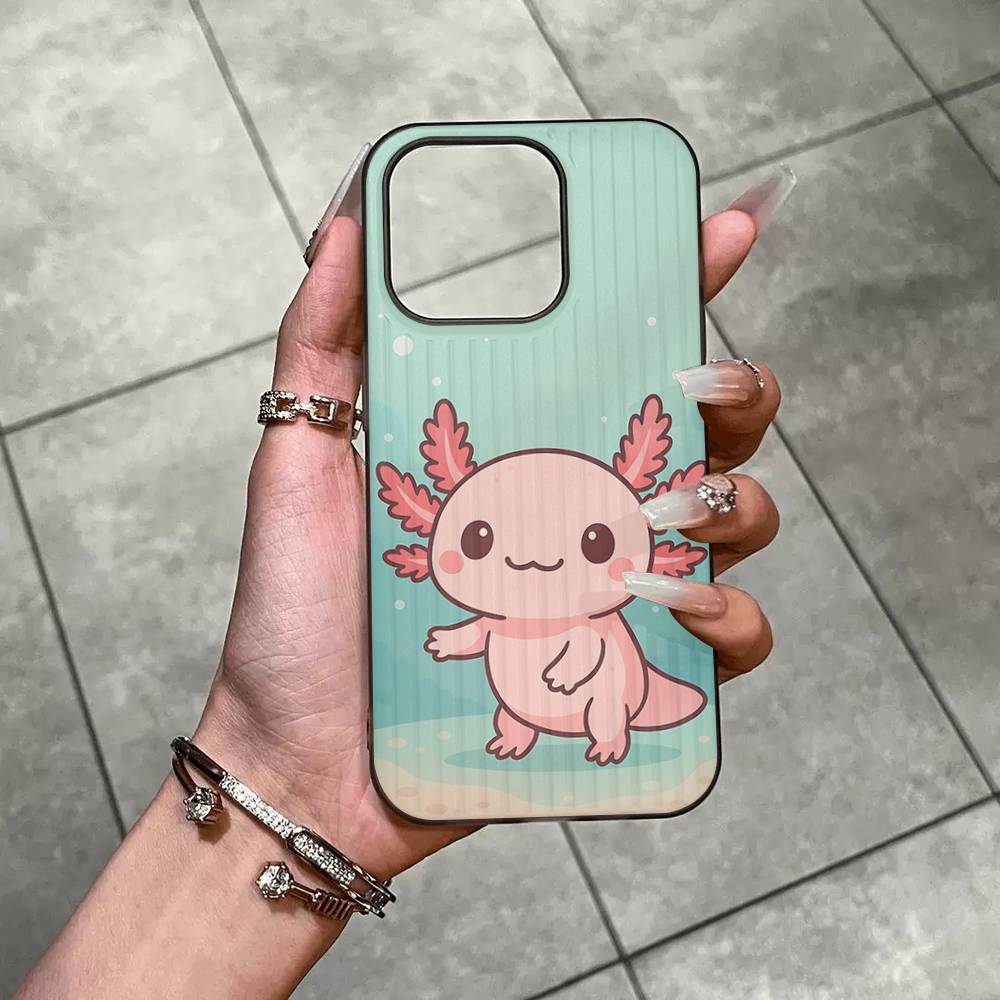 Cartoon Axolotl Cute For IPhone 17 16 15 14 13 12 11 Pro Max Plus Pro Corrugated Shockproof Matte Phone Cover