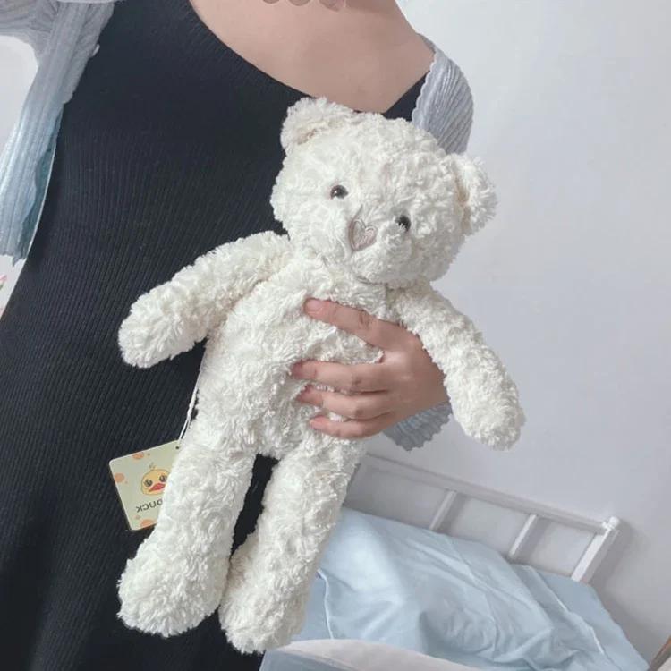 40 Cm White Bear Stuffed Animal with Hear Shape Nose Fluffy  Bear Soft Plush Toys Home Decor Wedding Birthday Gifts