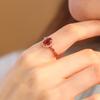 Inlaid 7X9Mm Oval Imitation Natural Garnet Ring Women'S Rose Gold Plated Ring