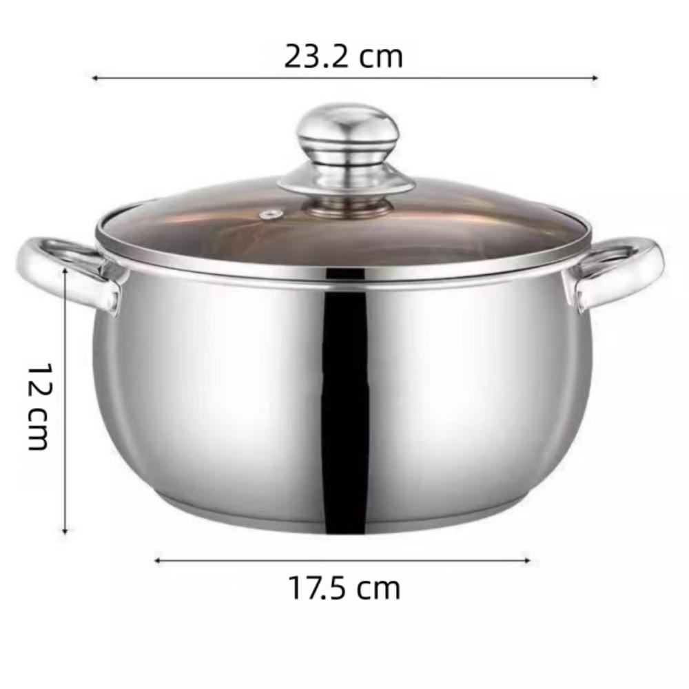 With Glass Lid Soup Pot Stainless Steel Outdoor Cooking Pot Saucepan  Induction Cooker Gas