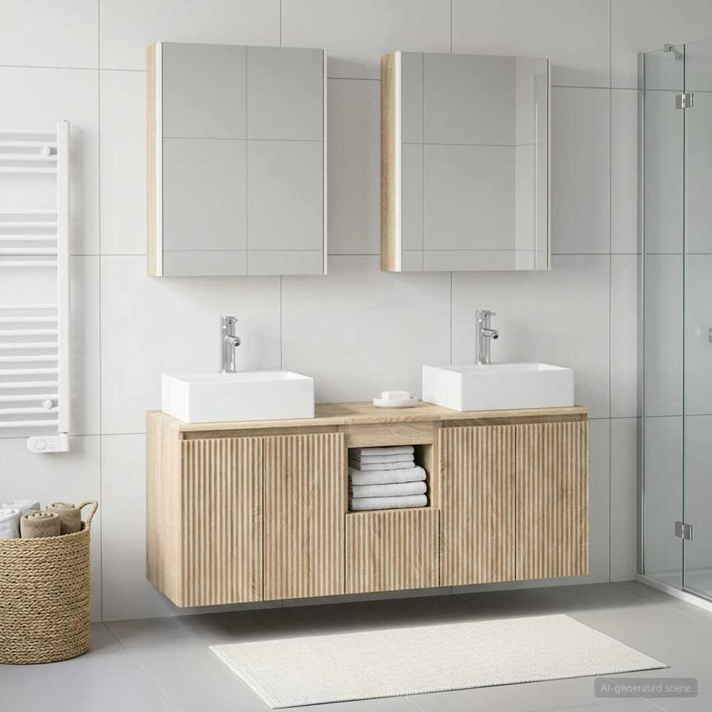 Bathroom Cabinet Set 5 pcs Sonoma Oak Wood Based Material