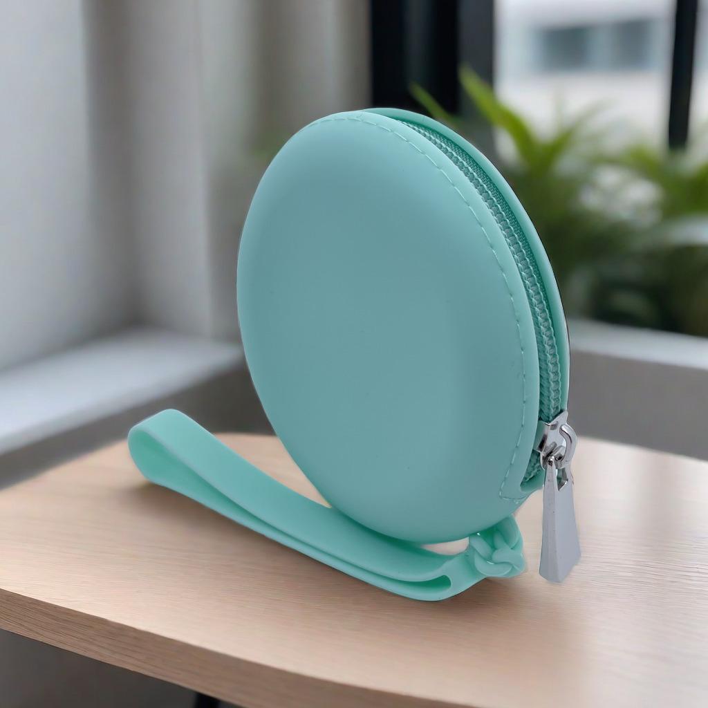 Waterproof Silicone Round Coin Purse - Earphone, Cable & Lipstick Storage Bag with Portable Zipper Key Holder