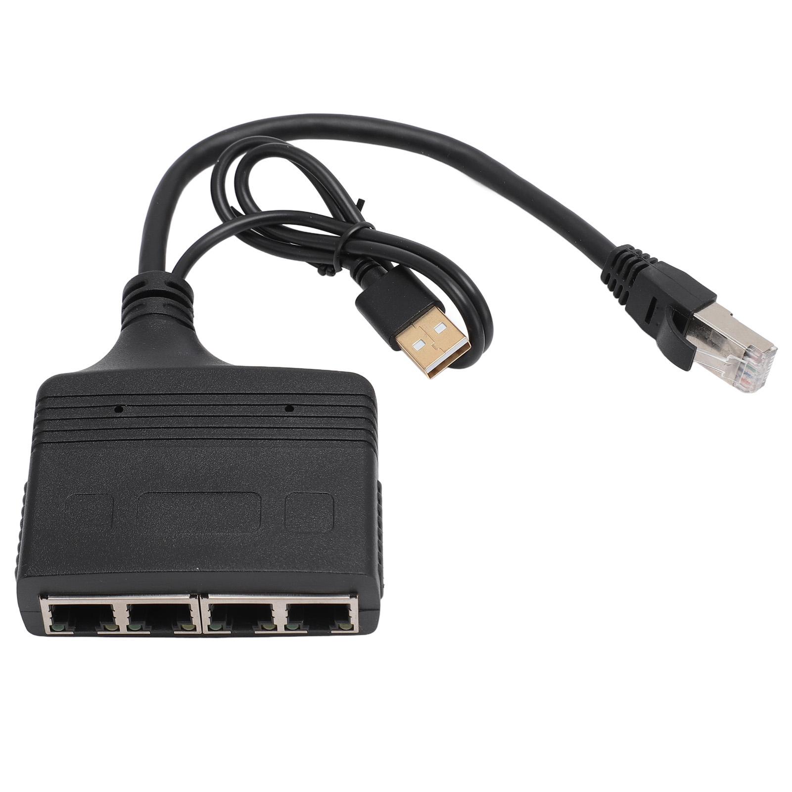 

Ethernet Splitter 1 in 4 Out RJ45 Interface 1000Mbps Gold Plated Pin Safe Stable Signal LAN