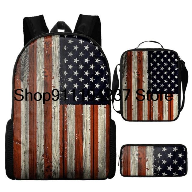 3D Amerikanische Flagge Camouflage Kinderrucksack für Jungen Mädchen Camo USA Flagge Patriotische Grundschulrucksäcke Geldbörse Schultasche