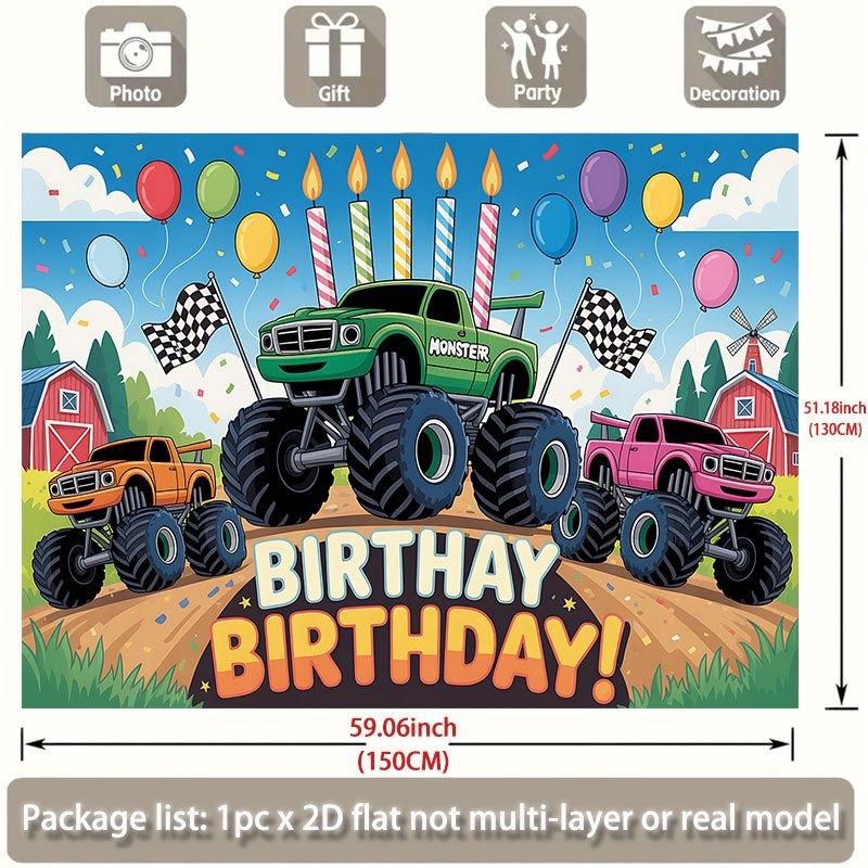 Party Backdrop Flat Monster Trucks Events Wedding Coming Ceremony Four Season Event Photo Background Front Door Decor