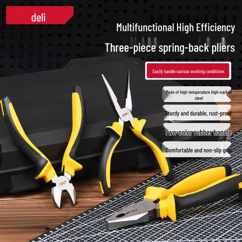 Deli 3-Piece Quick Rebound Pliers Set