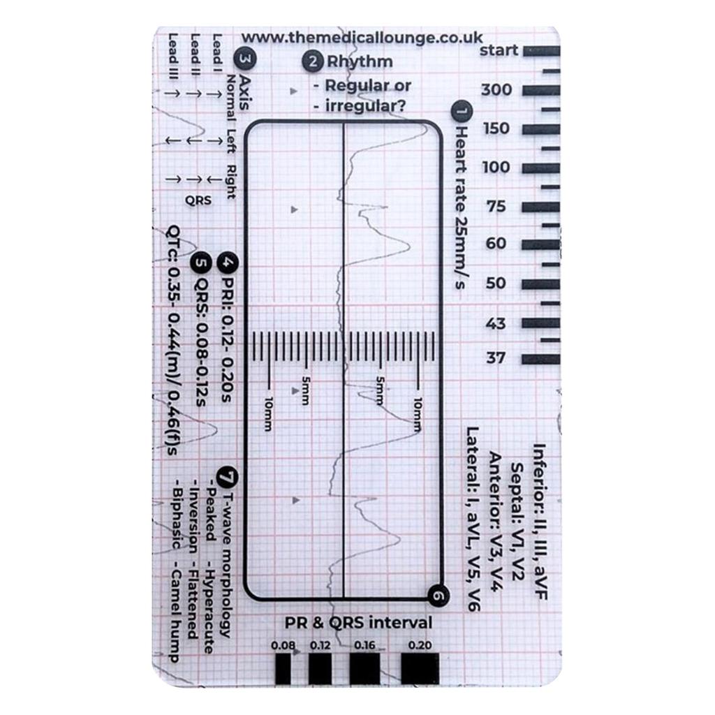 Portable ECG EKG 7 Step Ruler Card ECG/EKG Interpretation Tool For Easy ECG EKG Interpretation Heart Health Assessment
