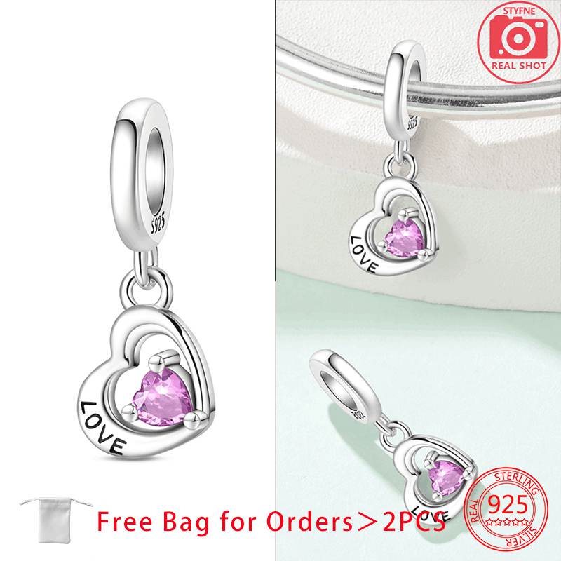

Endless Love Flower Beads Hearts Charms Originales Copper Dangle Pendants Jewelry Birthday Charms For Women