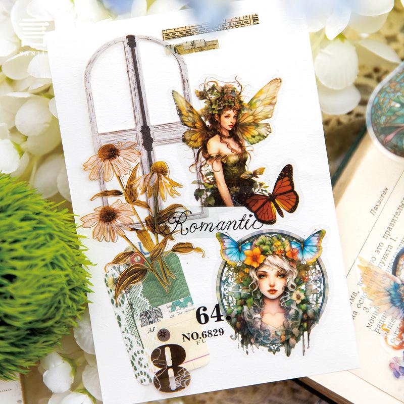 30 pcs Cute cartoon elf PET sticker bag hand tent DIY collage decorative stickers hand made Collage material