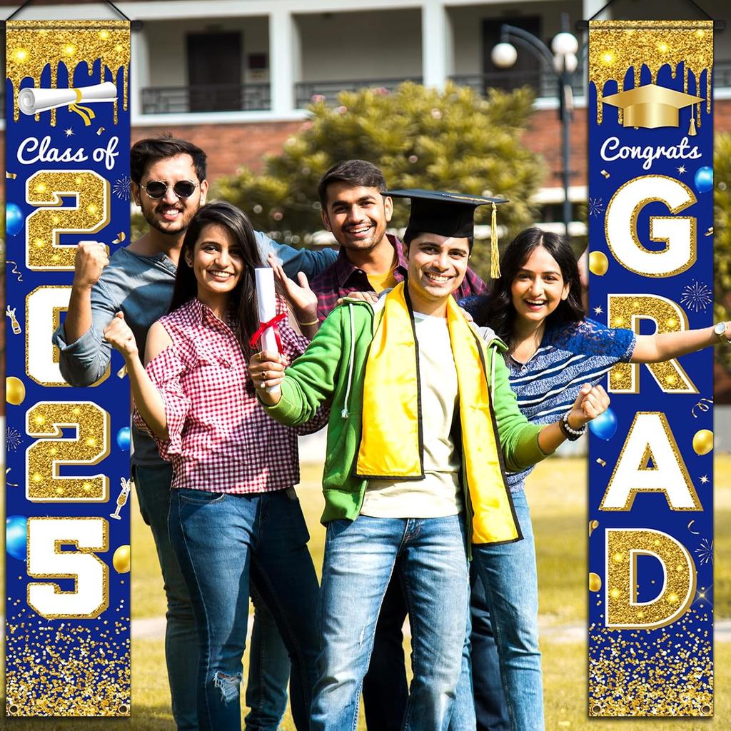2025 Graduation Party Decorations - Congrats Grad Banner Class of 2025 Congrats GRAD Porch Sign Banner for High School and College Graduation