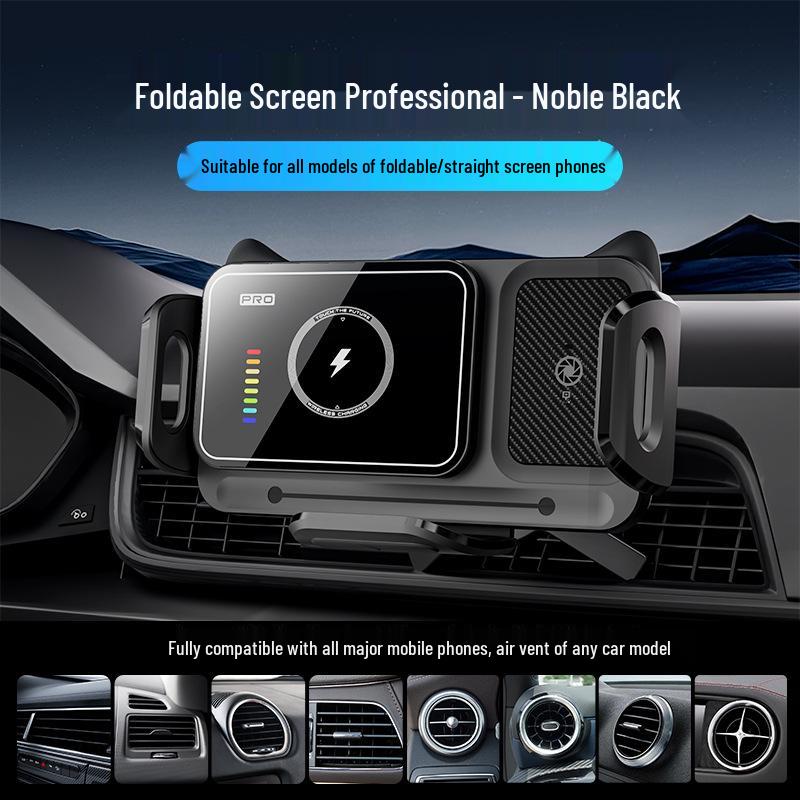 Q300 Car Wireless Charger with Fast Charging, Mechanical Switch, and Foldable Screen Navigation Holder