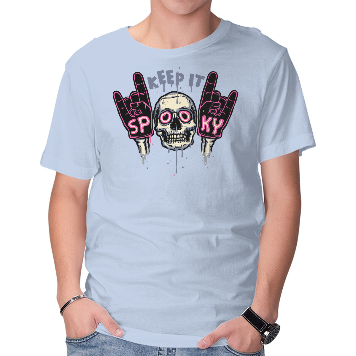 Unisex Crew Neck T-Shirt Keep It Spooky Graphic Short Sleeve Casual Tee L