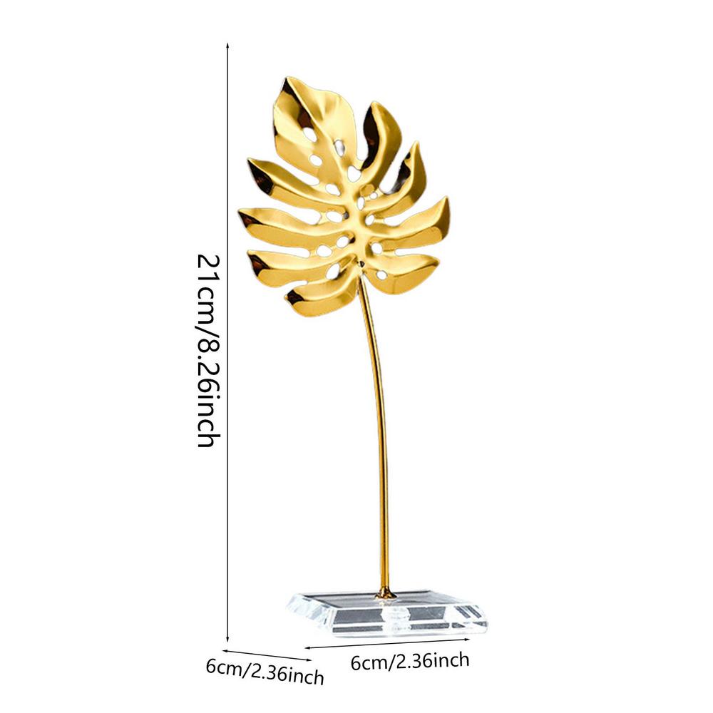 Metal Leaf Decor 21cm/8.26inches Iron Leaf Statue With Base Household Table Decoration Aesthetic Home Table Centerpieces For