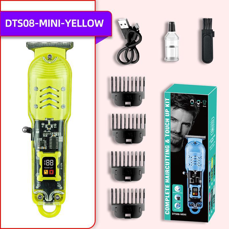 

Электрическая машинка для стрижки волос с ЖК-дисплеем и прозрачным дизайном для трансграничного бритья жёлтый