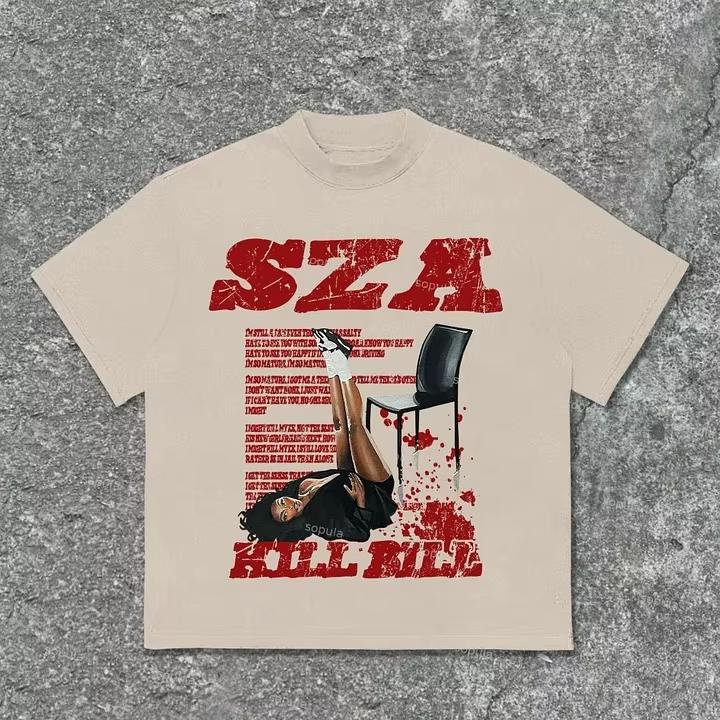 

Sza Print Kill Bill Retro Graphic Cotton T-Shirt Men Street Trend Retro Y2K Short Sleeve Women s Fashion Hip Hop Rock Top 4XL