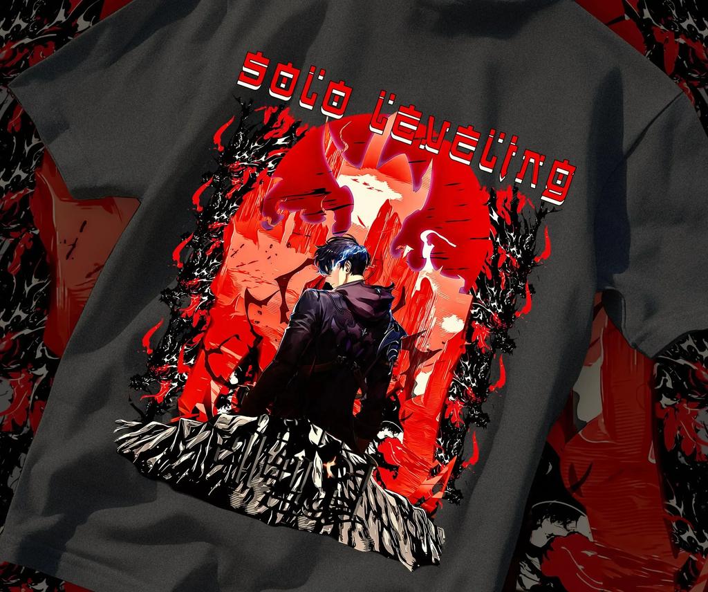 Solo Leveling Arise Schatten Anime T-Shirt Herren Damen Sung Jin-woo Kurzarm Übergroß Locker Baumwolle Herrenbekleidung Top T-Shirts