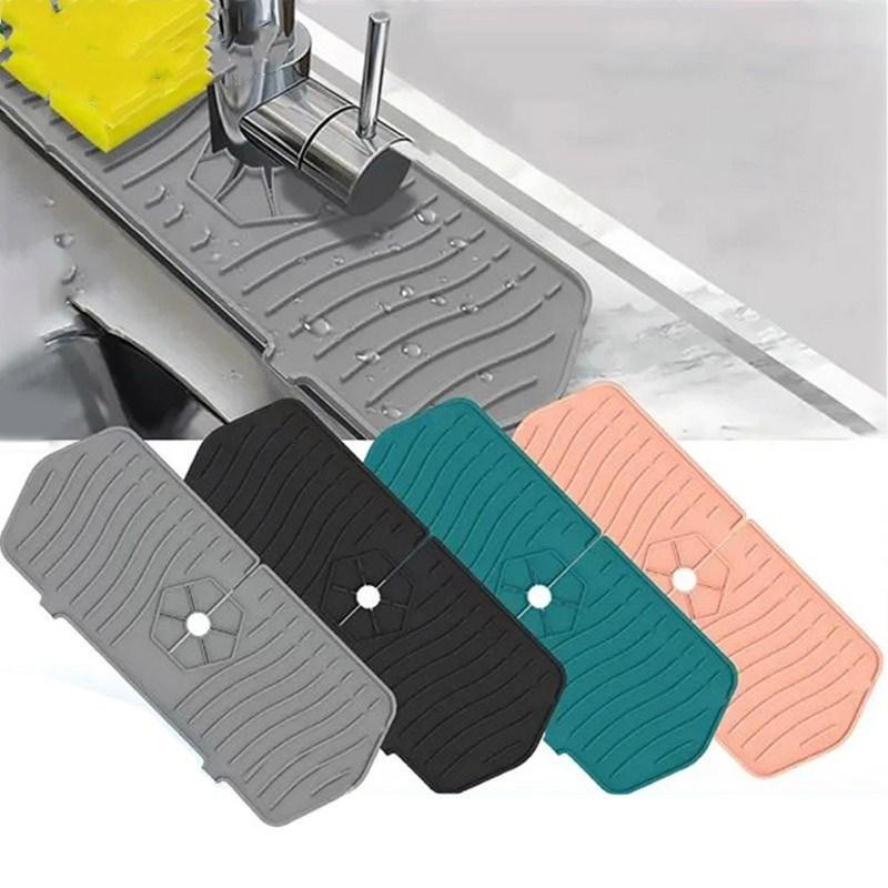 Kitchen Faucet Absorbent Mat Silicone Sink Splash Guard Water Draining Pad Countertop Protector Table Cushion Placemat Bathroom