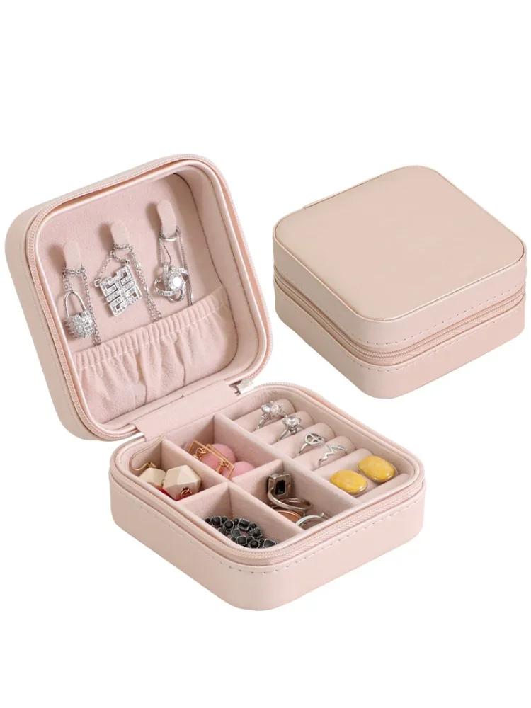 Portable Jewelry Box Travel Jewelry Storage Bag Bracelet Earrings Small Storage Box PU Single Layer Jewelry Earring Box