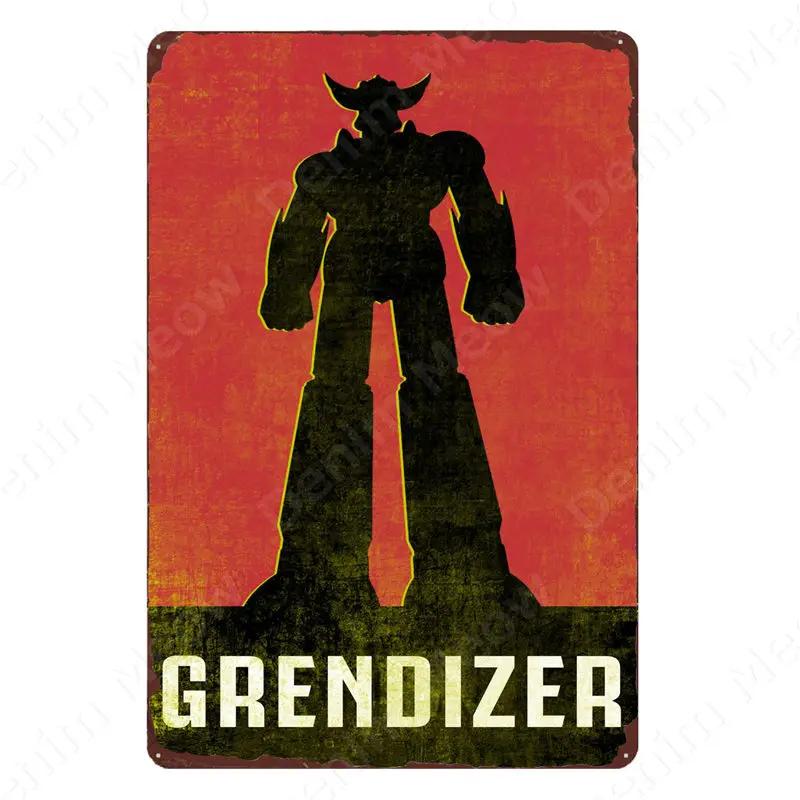Sci-Fi Animation Blechschild Vintage Anime Roboter Cartoon Filmposter Man Cave Wandplatte Schilder Dekor Shabby Garage Blechschilder