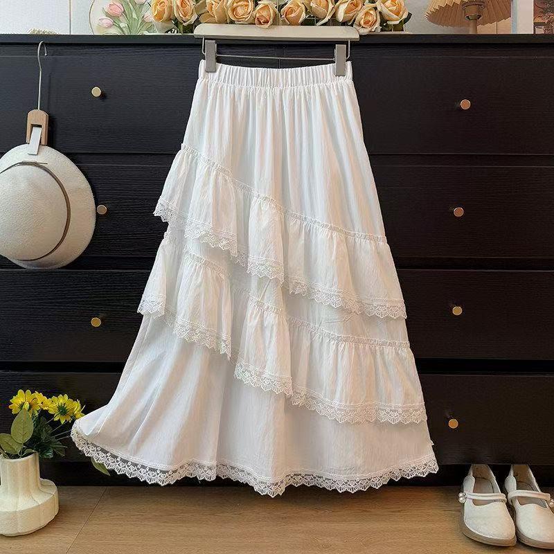 Women's Spring Sweet Multi-Layered Ruffle Skirt - Elastic Waist, Slimming, Versatile