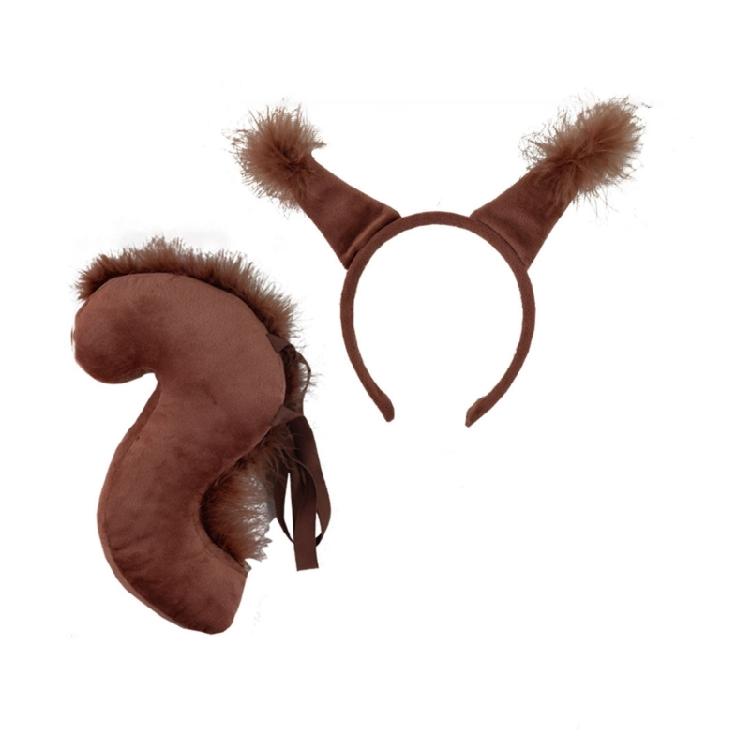 Squirrel Ear Heandband and Squirre Tail for Kid Adult Halloween Cosplay Parties