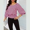 Spring Women's Clothing Lantern Sleeve Top Women Slim Fit Printed T-Shirt