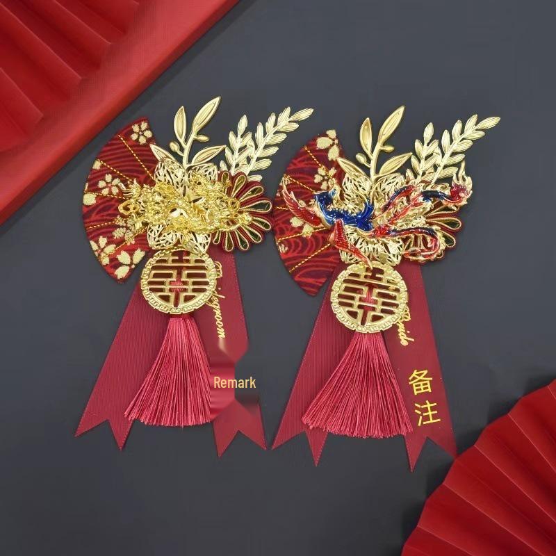 Dragon Phoenix Wedding Boutonniere & Bouquet Set for Groom and Bride - Elegant Full Set