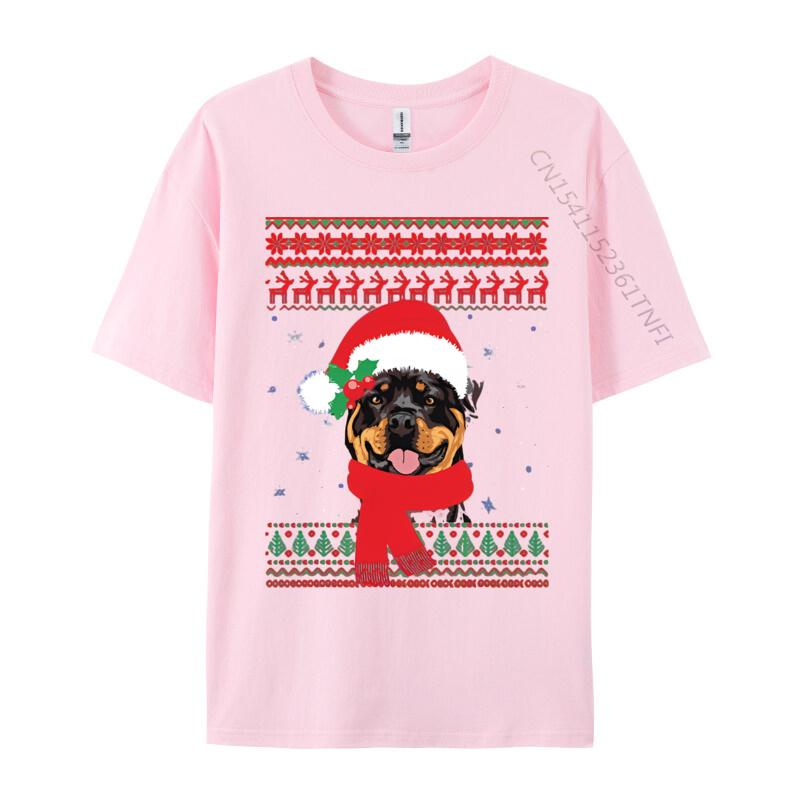 Graphic T Shirts Men Cotton Ugly Christmas Rottweiler Santa Hat Tshirt Mens Tshirt Premium Quality Unique Art Tees