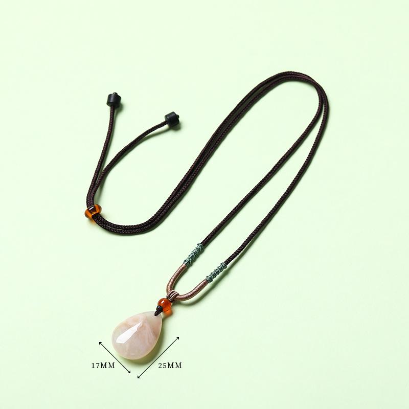 Natural White Agate Pendant Necklace: Chinese Hanfu Style Fortune & Wealth Accessory