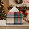 2D Flat 1pc, Tissue Box. Plaid Fabric Pattern Napkin Dispenser Box, Reusable, Daily Desktop Tissue Storage Box, Suitable for Kitchen, Living Room, Bed