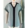 2026 Spring/Summer New V-neck Contrast Color Short Sleeve Loose T-shirt Women's Casual Top