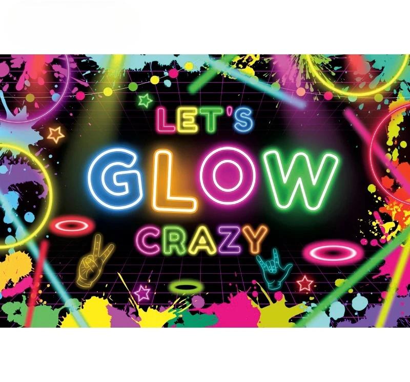 Splashing Graffiti Glow Wall Backdrop  HipHop Theme Happy Birthday Party Photography Background BannerTapestry