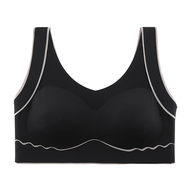

Спортивний тонкий бюстгальтер великого розміру, що запобігає обвисанню грудей і не залишає слідів 105 чорний
