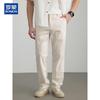 ROMON Men's Cotton-Linen Straight-Leg Casual Pants