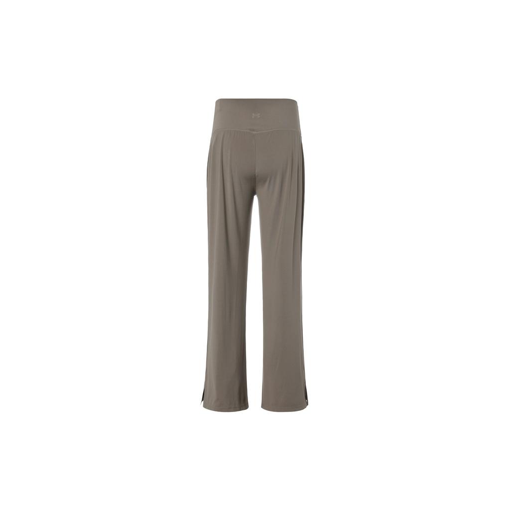 Under Armour Meridian Solid Logo Slit Design Breathable High Waist Casual Pants Women Pants Gray Brown 1383620-200