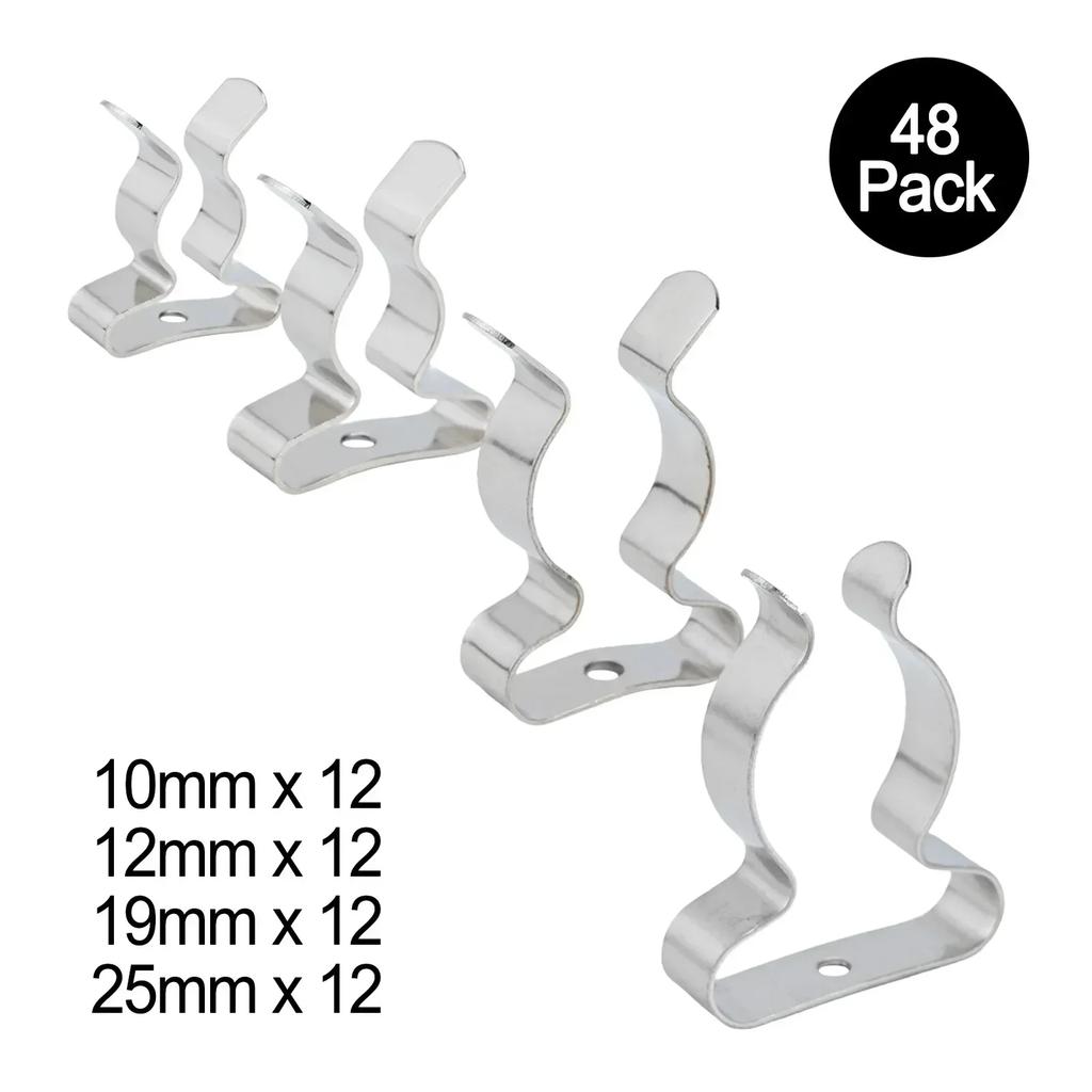 Useful Spring Terry Clip Assorted Tool 10mm/12mm/19mm/25mm 48 Pieces Accessories For Heavy Duty Storage For Shed Garage