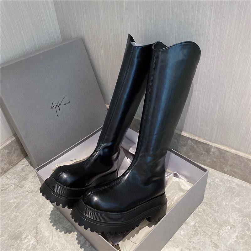 European boots Knight boots Women's 2025 autumn and winter thick-soled muffin boots Locomotive boots Skinny boots