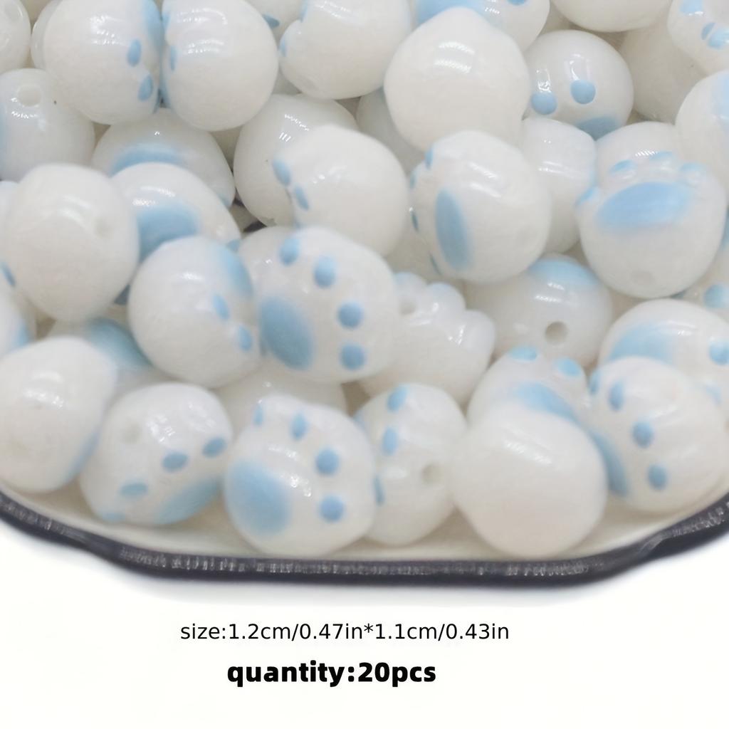 20pcs 12mm Super Cute Cat Paw Acrylic Beads Jewelry Making DIY Creative Bracelet Necklace Craft Supplies