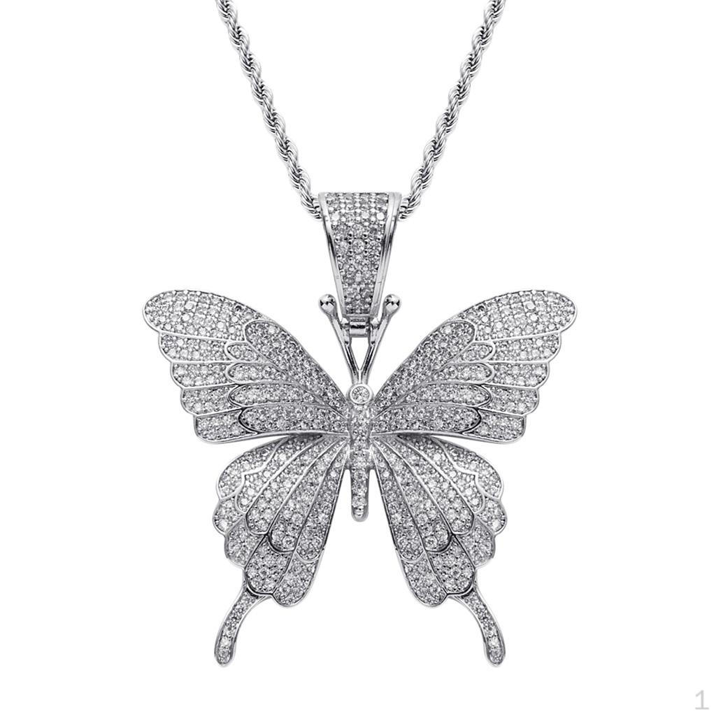 Necklace Butterfly Pendant for 80 Costume Cubic Zirconia