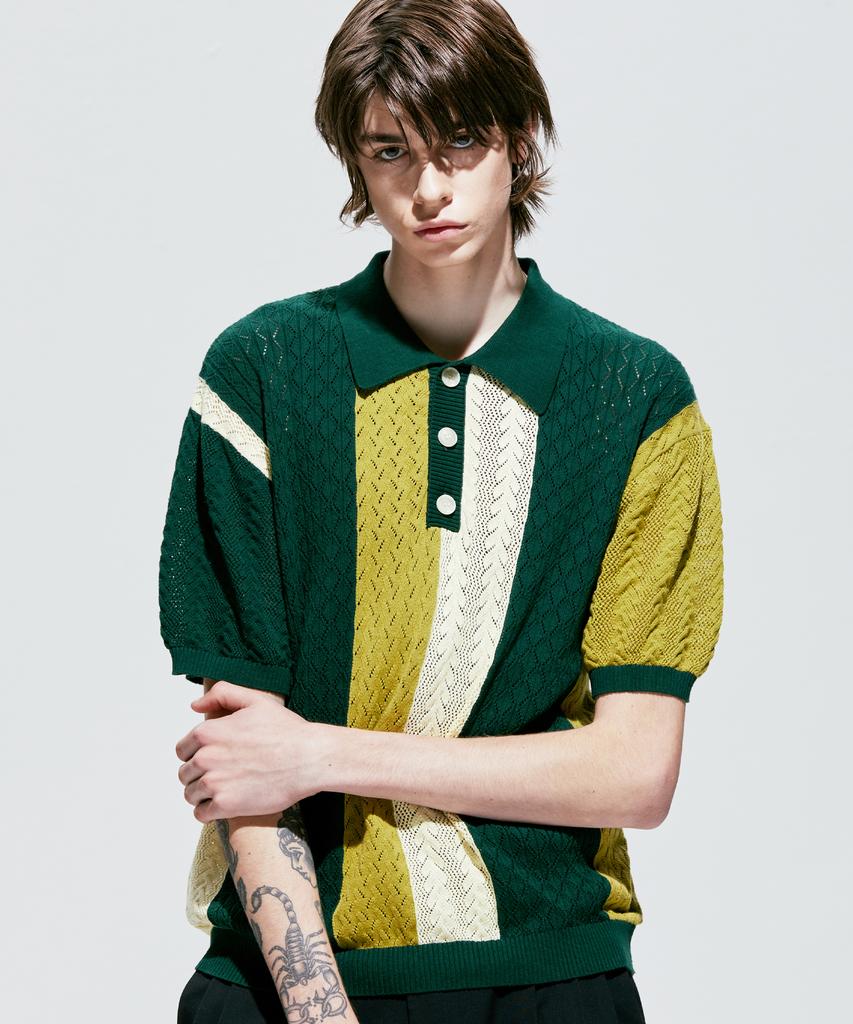 SSY Flower Garden 3-Pattern Half Knit Pique Green