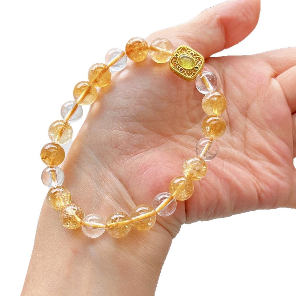 8Mm Autumn And Winter Merad Natural Citrine White Crystal Bracelet Bracelet