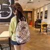 Schulrucksack für Studenten Damen Retro Karomuster Große Kapazität Reiserucksack