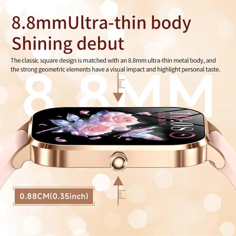 2025 Nová Móda Dámské Chytré Hodinky AMOLED HD Displej Monitorování Srdeční Frekvence Kyslíku v Krvi BT Volání Sportovní Chytré Hodinky Žena pro IOS Android