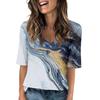 Women's V Neck T Shirts Half Sleeve Tops Printed Casual Summer Tees T Shirt Blouse