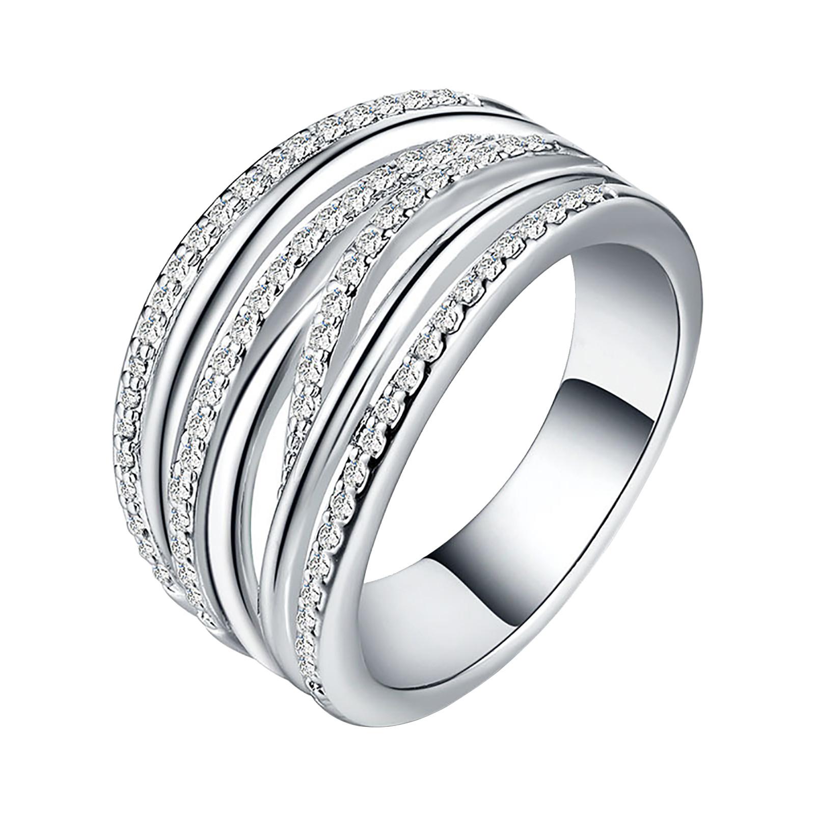 

(SU)Женское кольцо Белое свадебное украшение Элегантное кольцо Размер 6-10 Медное кольцо 8 белый