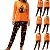 Women's Halloween Print Long Sleeve Long Pants Pajama Set for Sleep and Wear