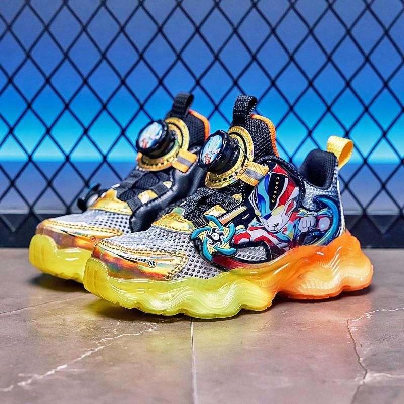 Scarpe stile giovanile Scarpe da corsa luminose per ragazzi Bambini Età 4-16 Sneakers in rete traspirante con fibbia rotante Leggere Antiscivolo Outdoor
