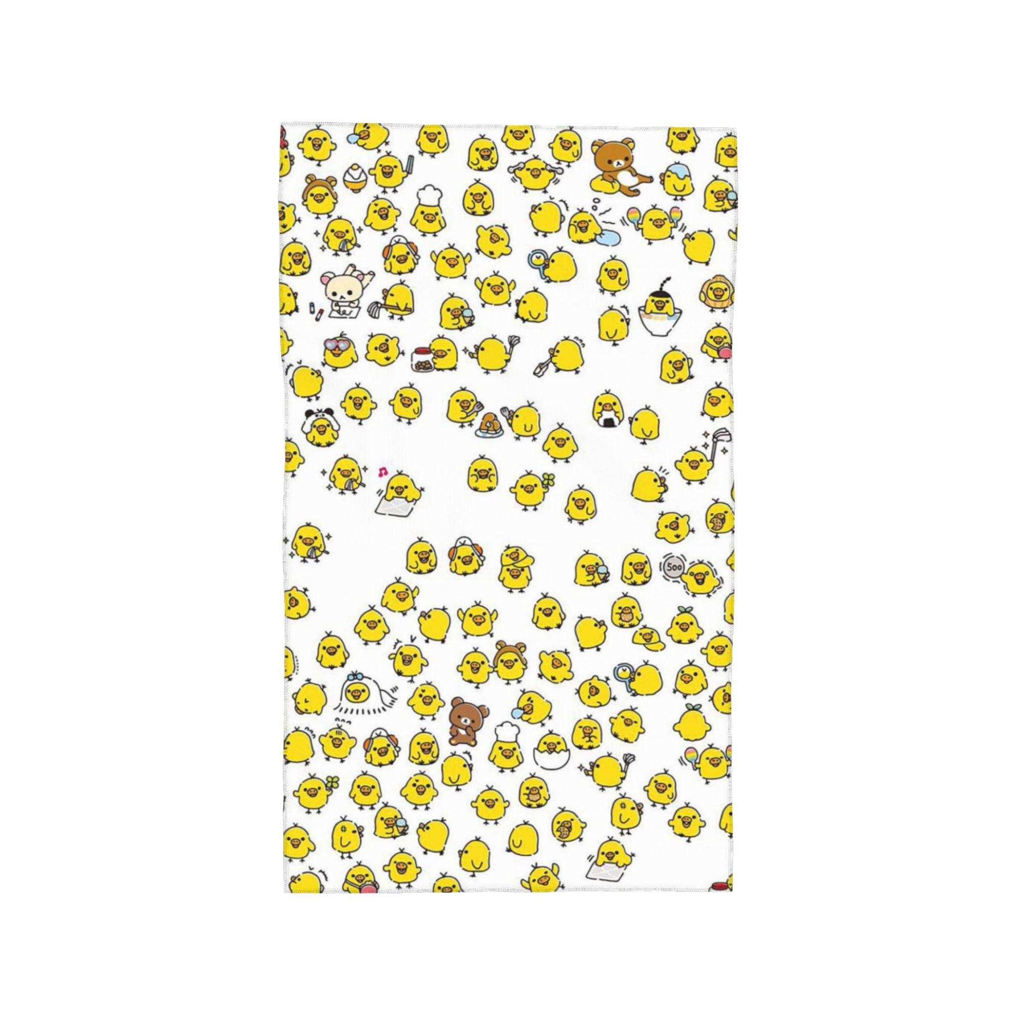 Cute Kiiroitori Pattern Rilakkuma Soft Face Towel Quick Dry Pool Bath Cotton Towels Absorbent W40*H60(CM)